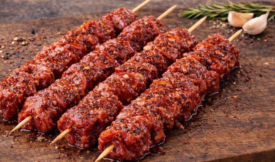 Marinated kebab skewers