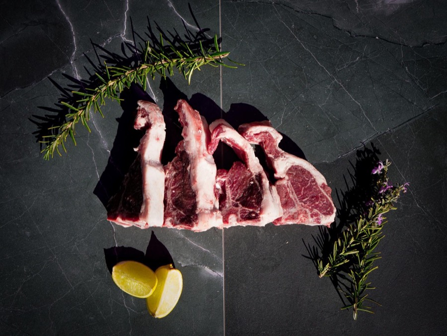 Fresh halal lamb chops with rosemary
