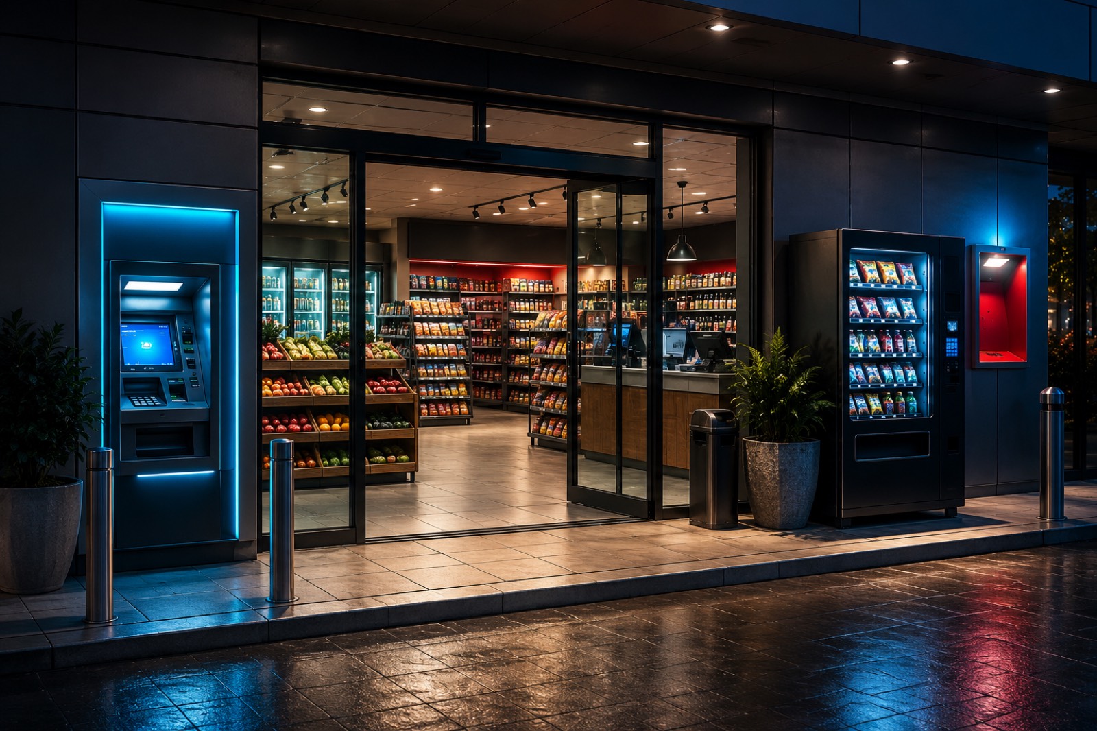 Concept storefront of a modern local marketplace